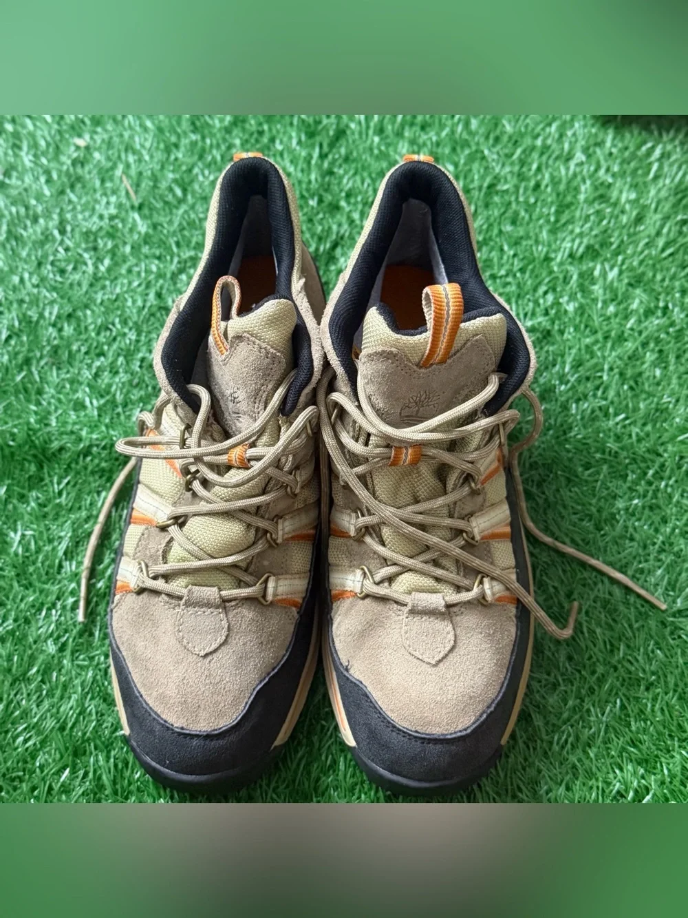 Men's Timberland Tan and Orange Outdoor Trail Shoes Size 5.5